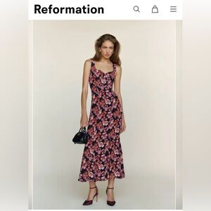 Reformation Floral Maxi Dress in Pink and Black